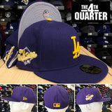 Los Angeles Dodgers Fitted New Era 59FIFTY 1988 World Series Purple Cap Hat. Grey Bottom.