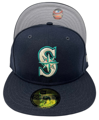 Seattle Mariners Fitted New Era 59Fifty Navy Poly Cap Hat Grey UV