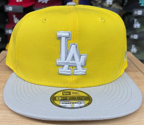 Los Angeles Dodgers Fitted New Era 59FIFTY Color Pack Yellow Grey Cap Hat