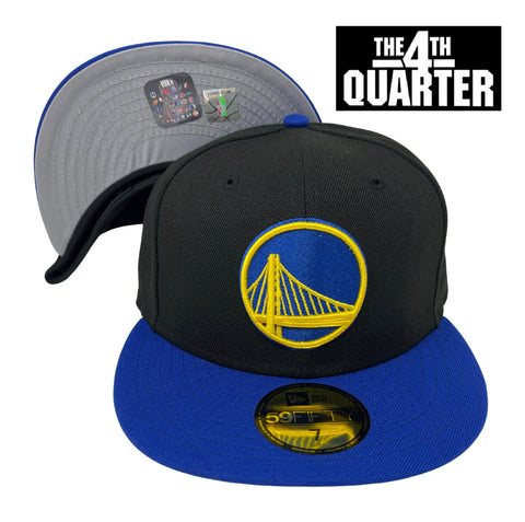 Golden State Warriors Fitted 59Fifty New Era Cap Hat 2 Tone Black Blue