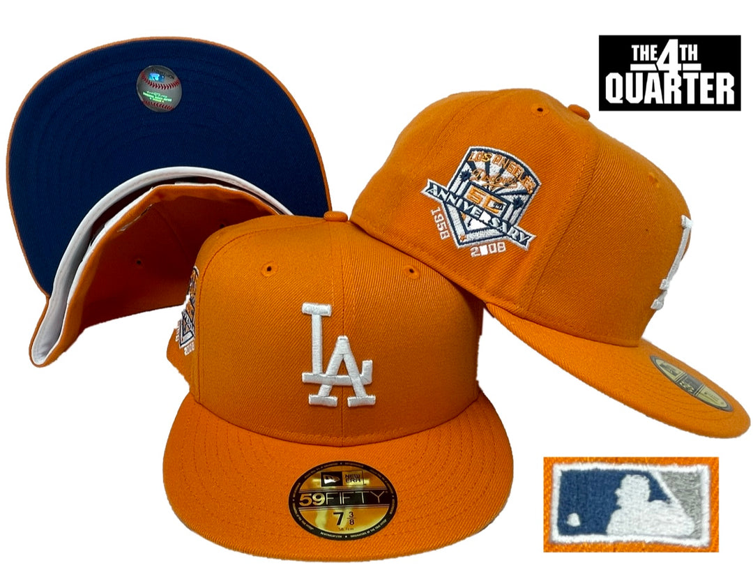 Dodgers New Era Orange Creamcicle 59FIFTY Fitted Hat Cap Seashore Blue UV - THE 4TH QUARTER