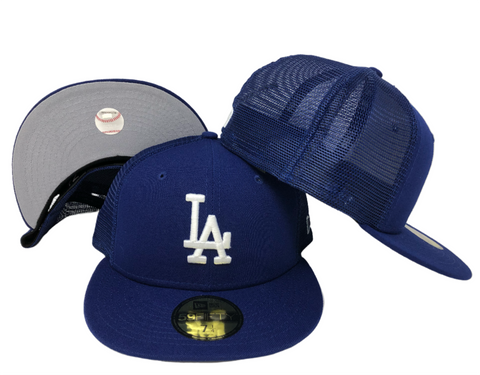 Los Angeles Dodgers Fitted New Era 59Fifty Classic Mesh Trucker Blue Cap Hat
