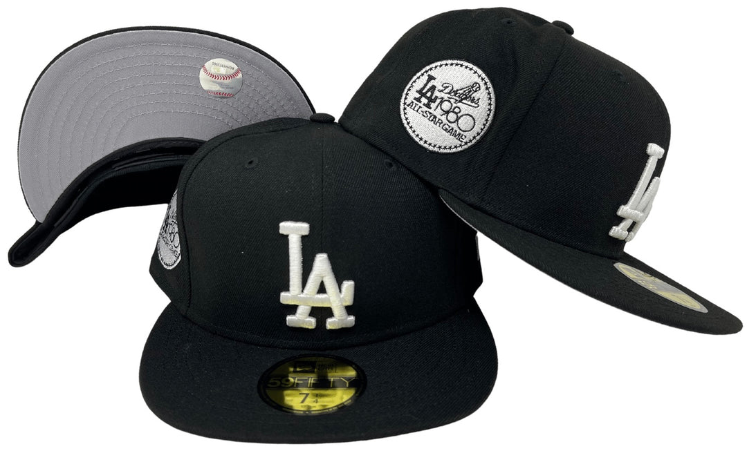 Dodgers Fitted New Era 59Fifty 1980 ASG Black White Cap Hat Grey UV - THE 4TH QUARTER
