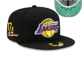Los Angeles Lakers Fitted New Era 59Fifty Black 17X Champions Green Paisley UV Cap Hat