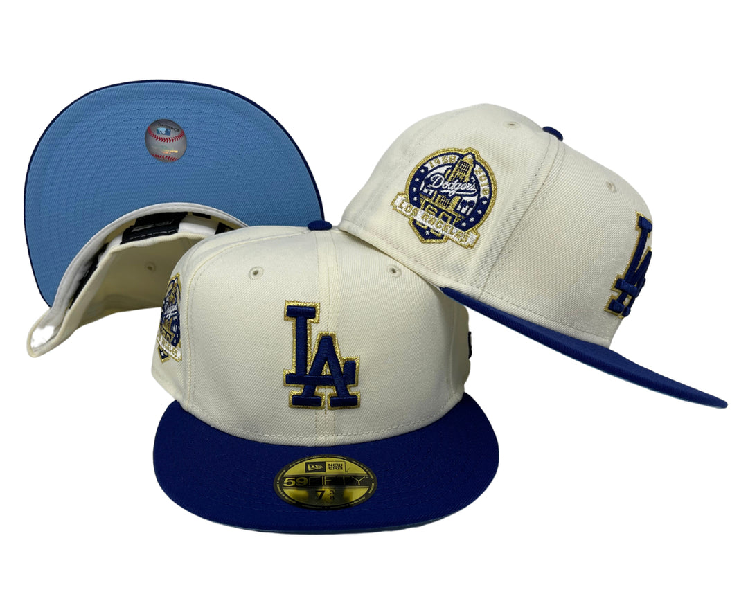 Dodgers Fitted New Era 59Fifty 60th Ann. Chrome Blue Cap Hat Sky UV - THE 4TH QUARTER