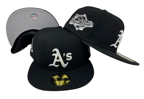 Oakland Athletics Fitted New Era 59Fifty 89 WS Black White Cap Hat Grey UV