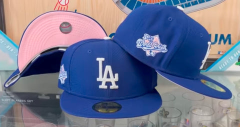 Los Angeles Dodgers Fitted New Era 59FIFTY 88WS Cap Hat Blue Pink UV
