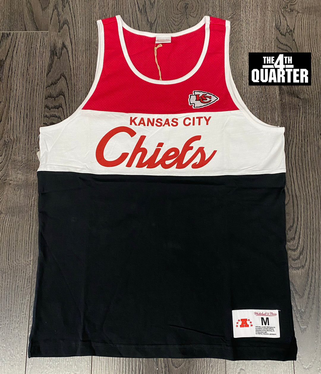 Kansas City Chiefs Mens Mitchell & Ness Script Cotton Tank Top - THE 4TH QUARTER