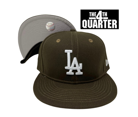 Los Angeles Dodgers Fitted New Era 59Fifty Vintage Brown Cap Hat Grey UV