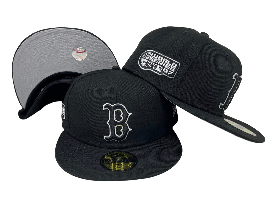 Boston Red Sox Fitted New Era 59FIFTY 2007 World Series Cap Hat Black White - THE 4TH QUARTER