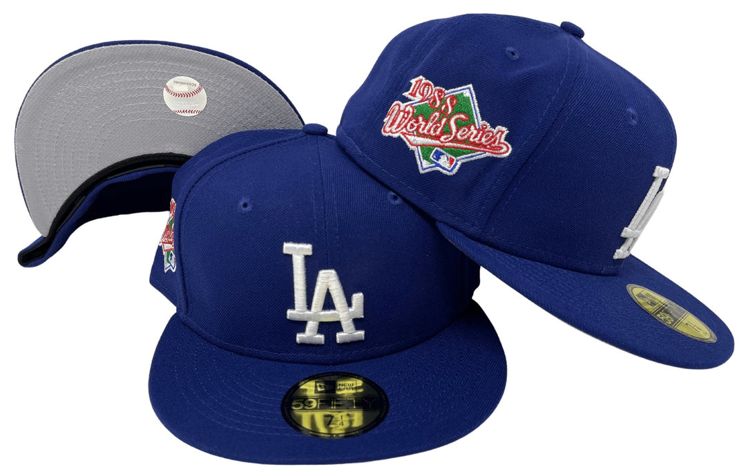Los Angeles Dodgers Fitted New Era 59Fifty 1988 WS Blue Cap Hat Grey UV - THE 4TH QUARTER