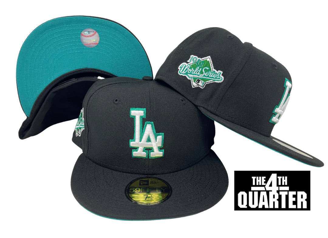 Dodgers Fitted New Era 59Fifty 88 WS Black Cap Hat Teal UV - THE 4TH QUARTER