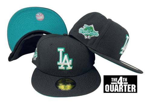 Dodgers Fitted New Era 59Fifty 88 WS Black Cap Hat Teal UV