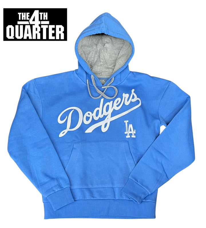 Dodgers Womens Sweatshirt Antigua Victory Pullover Hoodie Sky - THE 4TH QUARTER