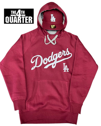 Dodgers Mens Sweatshirt Antigua Victory Pullover Hoodie Burgundy