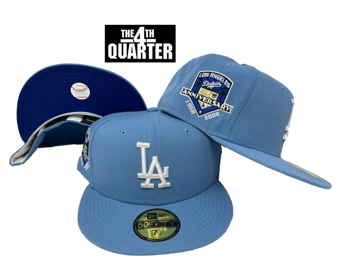 Los Angeles Dodgers Fitted New Era 59Fifty 50th Ann. Sky Cap Hat Royal UV - THE 4TH QUARTER