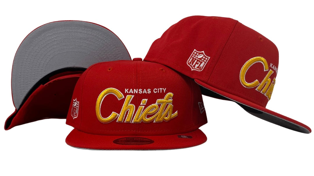 Kansas City Chiefs Snapback New Era 9Fifty Script Red Hat Cap Grey UV - THE 4TH QUARTER