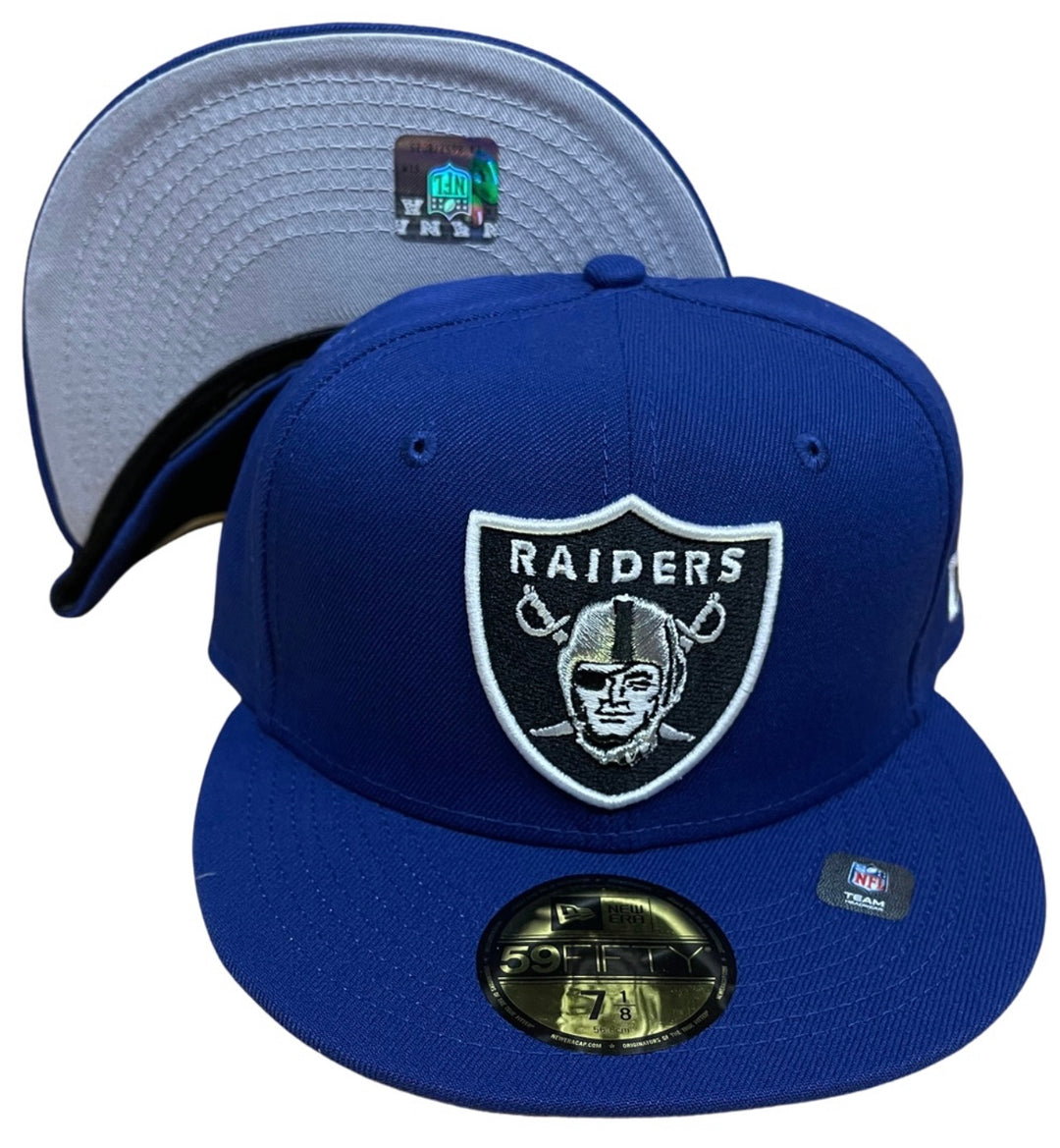 Raiders Fitted New Era 59Fifty Logo Royal Blue Cap Hat Grey UV - THE 4TH QUARTER