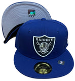 Raiders Fitted New Era 59Fifty Logo Royal Blue Cap Hat Grey UV