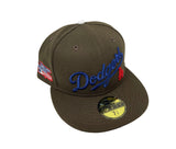 Dodgers Fitted New Era 59Fifty 81 WS Brown Wordmark Cap Hat Blue UV