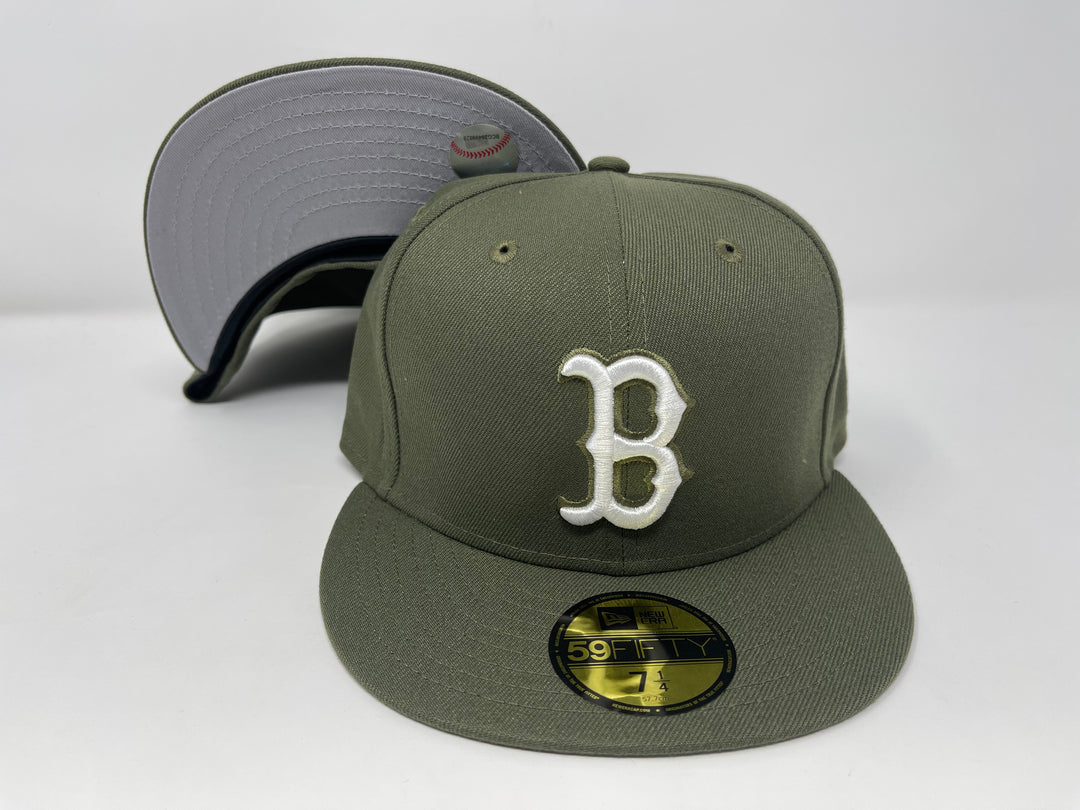 Boston Red Sox Fitted New Era 59Fifty Olive Cap Hat - THE 4TH QUARTER