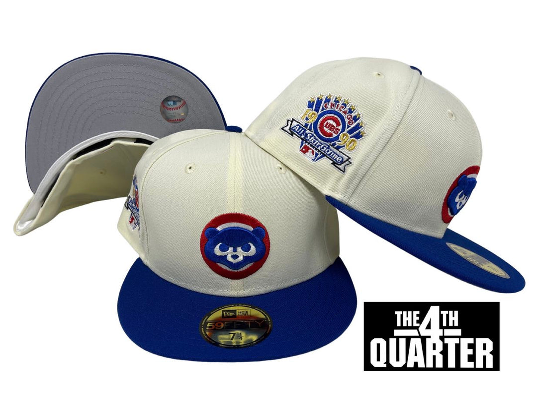 Chicago Cubs Fitted New Era 59Fifty 90 ASG Chrome Blue Cap Hat Grey UV - THE 4TH QUARTER