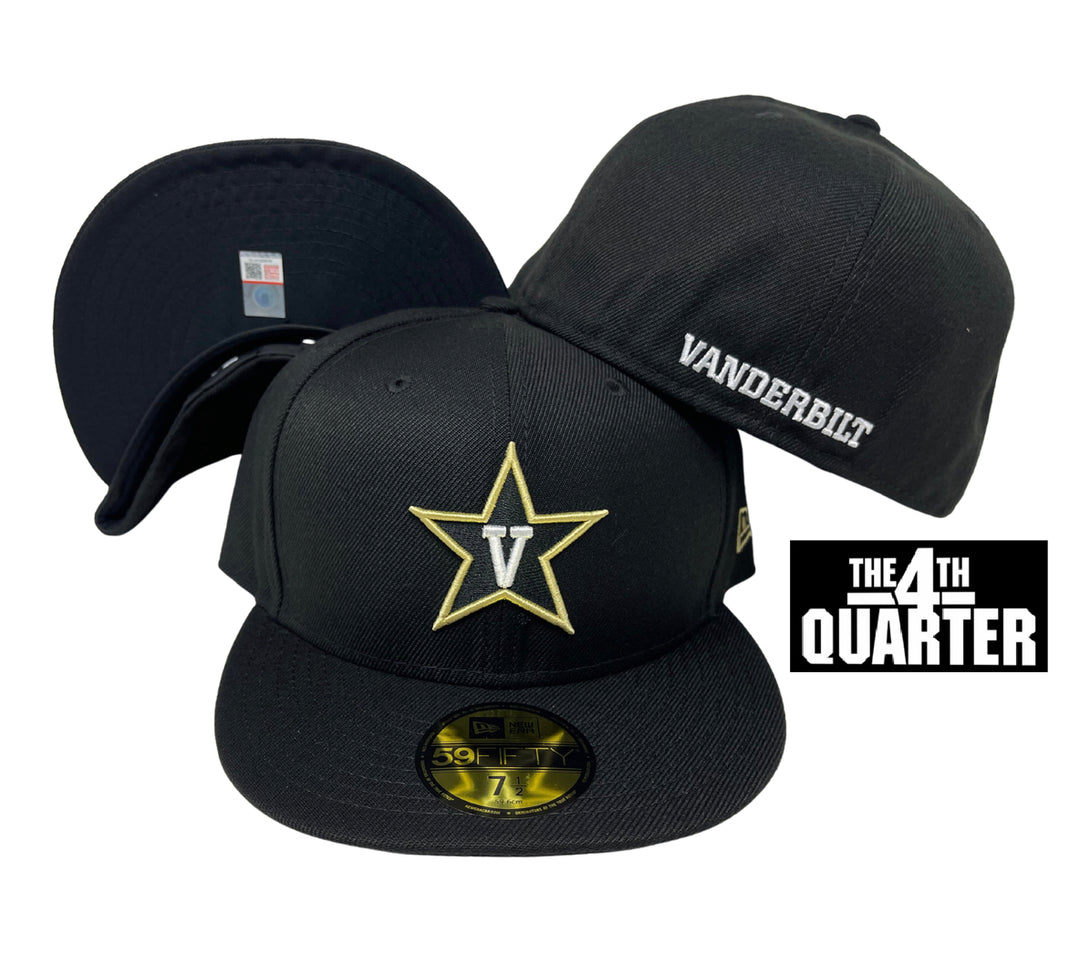 Vanderbilt University Fitted 59Fifty New Era Cap Hat Black - THE 4TH QUARTER