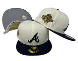 Atlanta Braves Fitted New Era 59Fifty "A" Logo Chrome Navy Cap Hat Grey UV