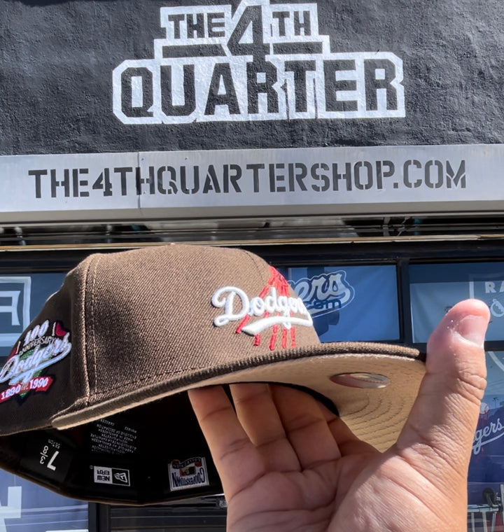Dodgers New Era Fitted 59fifty 100th Ann. Brown Cap Hat Camel UV - THE 4TH QUARTER