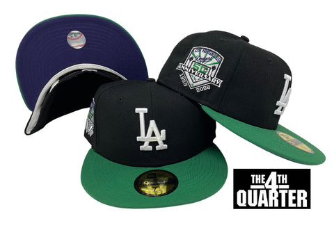 Dodgers Fitted New Era 59Fifty 50th Ann. Black Green Hat Cap Purple UV