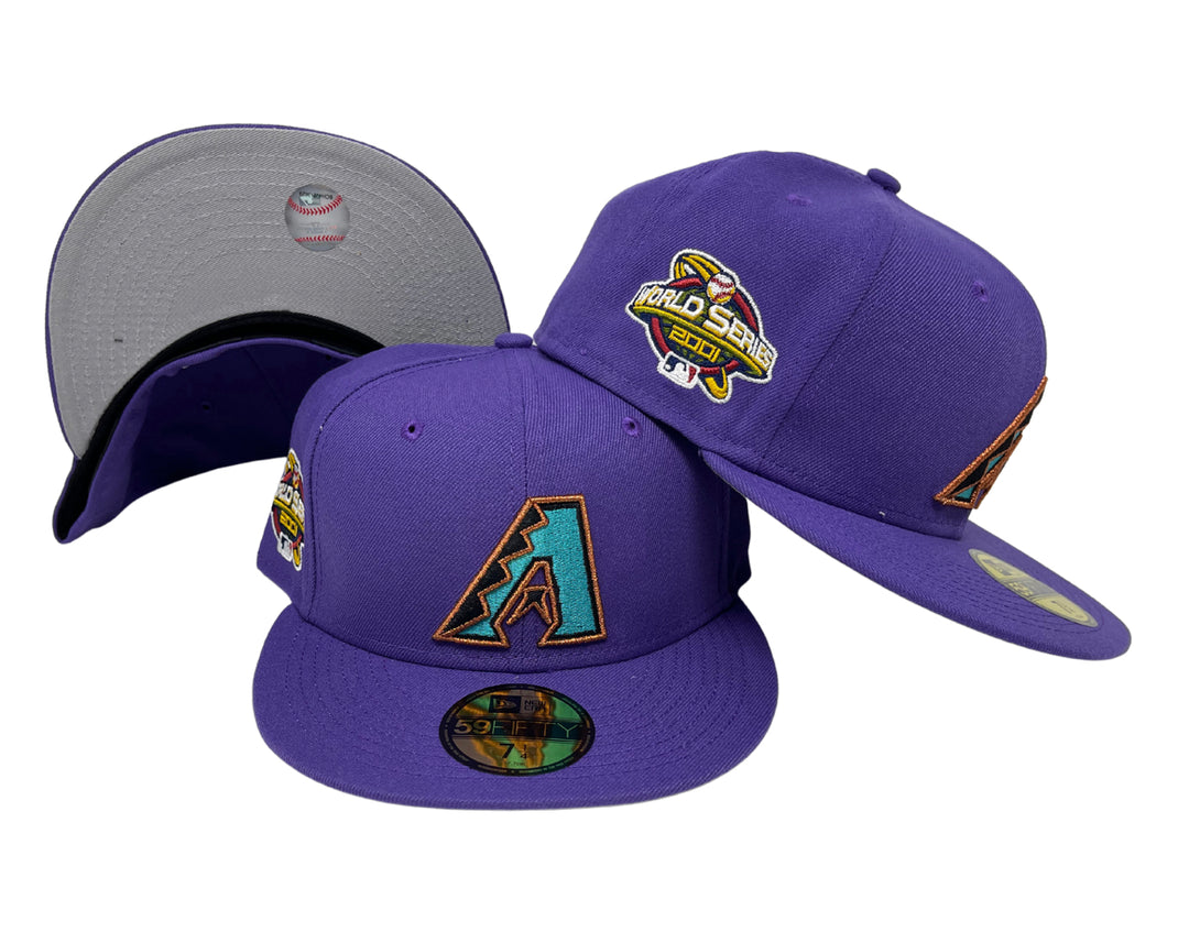 Arizona Diamondbacks Fitted New Era 59Fifty 2001 World Series A Logo Cap Hat Purple - THE 4TH QUARTER