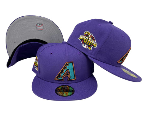 Arizona Diamondbacks Fitted New Era 59Fifty 2001 World Series A Logo Cap Hat Purple