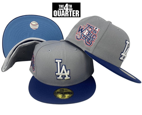 Dodgers Fitted New Era 59Fifty 75th Ann Grey Blue Cap Hat Sky UV