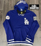 Los Angeles Dodgers Mens Sweatshirt New Era Elite Dark Royal Blue Hoodie