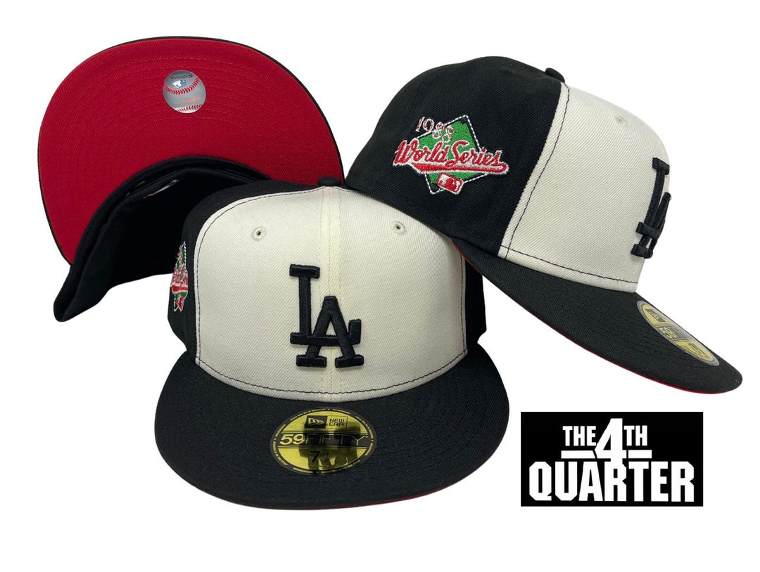 Dodgers 88 WS Champs Chrome Panel Black Fitted Hat Cap Red UV - THE 4TH QUARTER