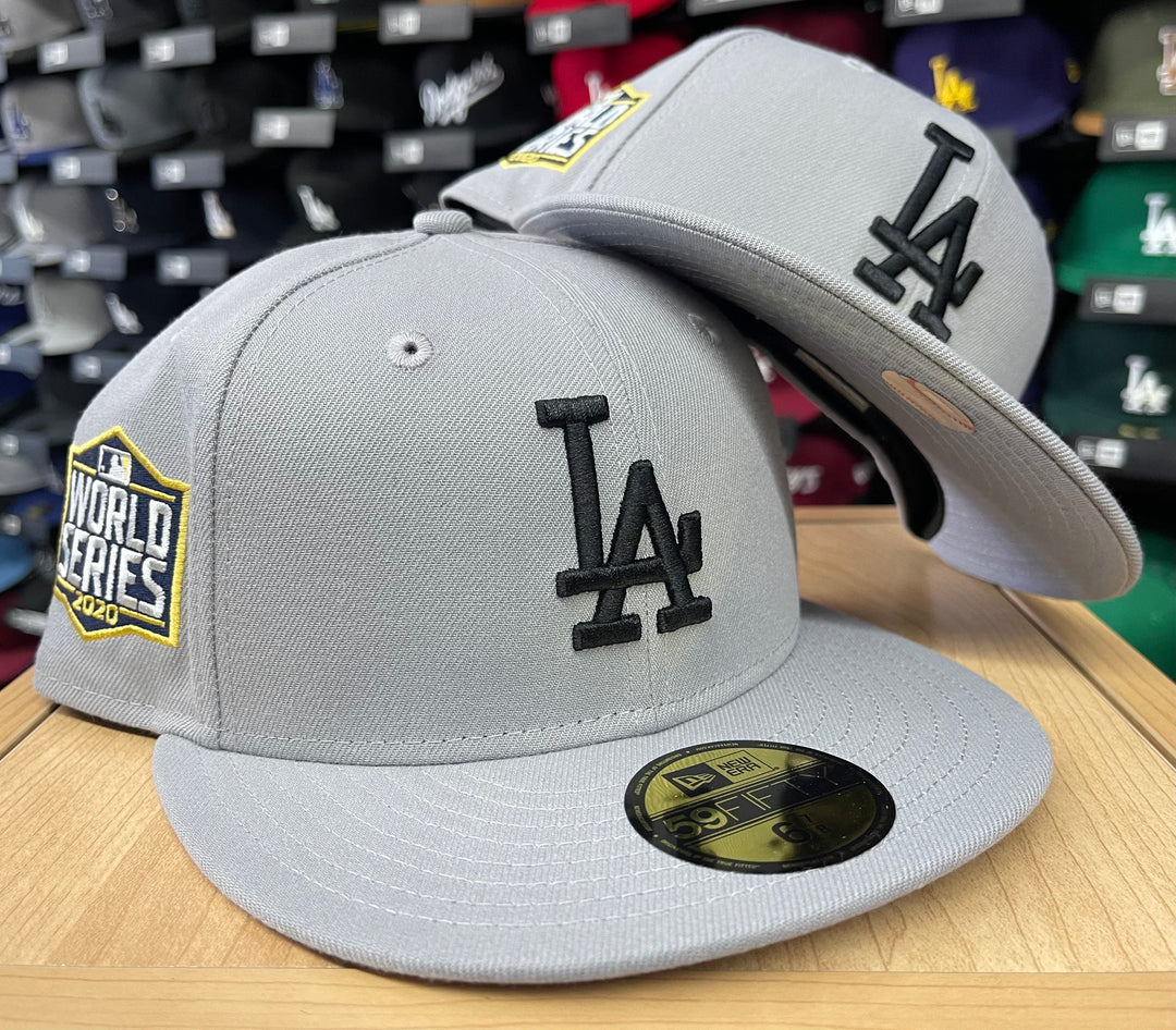 Los Angeles Dodgers Fitted New Era 59Fifty 2020 World Series Grey Cap Hat Grey UV - THE 4TH QUARTER