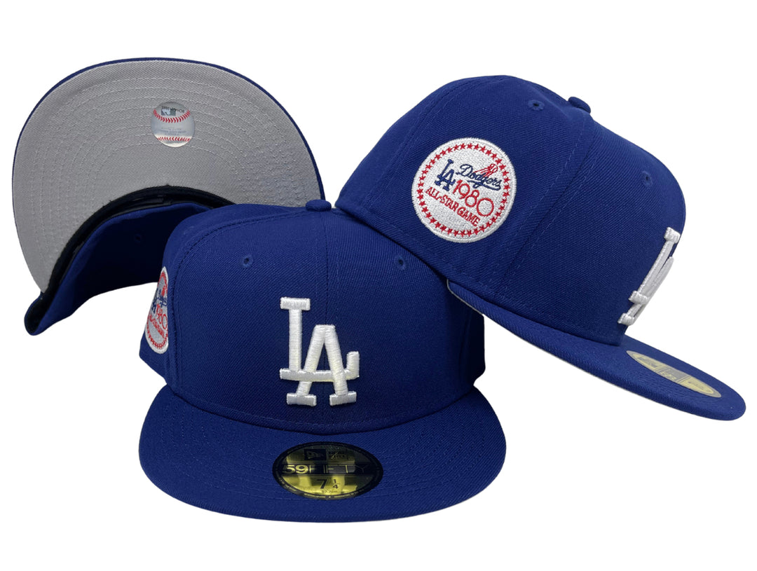 Los Angeles Dodgers Fitted New Era 59Fifty All Star Game 1980 Blue Hat Cap Grey UV - THE 4TH QUARTER