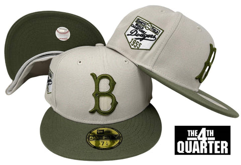 Brooklyn Dodgers Fitted New Era 59Fifty 55 Champs Stone Olive Cap Hat Olive UV
