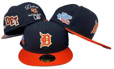 Detroit Tigers Fitted New Era 59Fifty Letterman Navy Orange Cap Hat