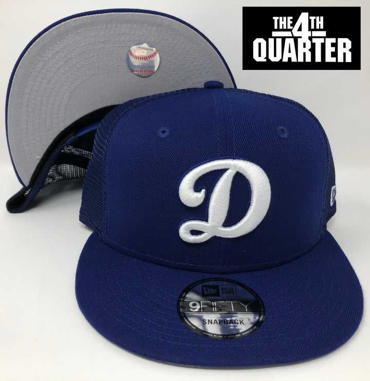 Los Angeles Dodgers Snapback D Logo Trucker New Era Mesh 9Fifty Blue Cap Hat - THE 4TH QUARTER