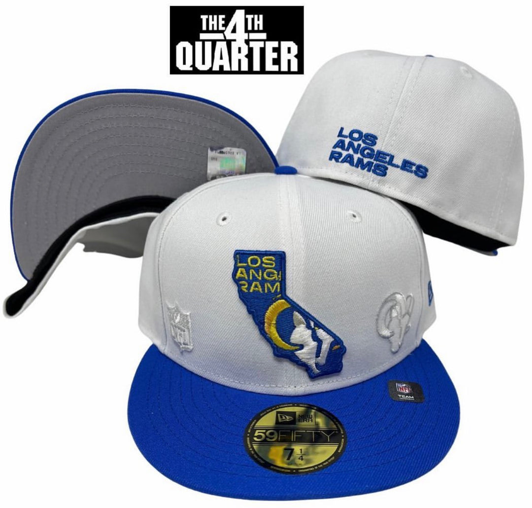 Los Angeles Rams Fitted New Era 59FIFTY State White Blue Hat Cap - THE 4TH QUARTER