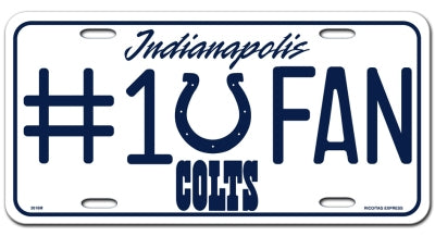 Indianapolis Colts Auto #1 Fan License Metal Plate