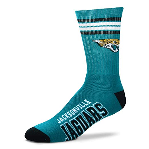 Jacksonville Jaguars Socks 4-Stripe Long Deuce Team Color Performance Teal - THE 4TH QUARTER