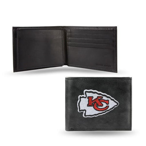 Kansas City Chiefs Mens Embroidered Leather Bi-fold Wallet