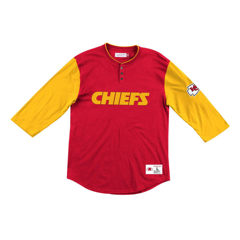 Kansas City Chiefs Mens Mitchell & Ness Franchise Player Henley Red