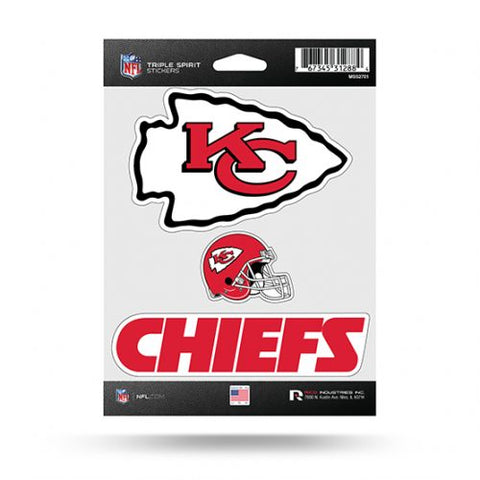 Kansas City  Chiefs Sticker Triple Spirit Pack