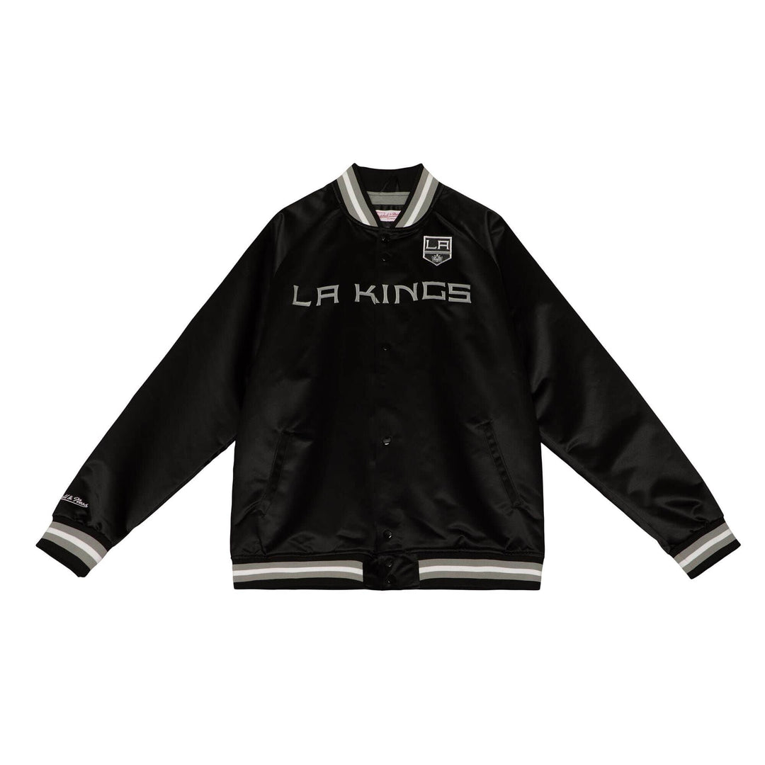 Los Angeles Kings Mens Jacket Mitchell & Ness Special Script Satin Lightweight Black - THE 4TH QUARTER