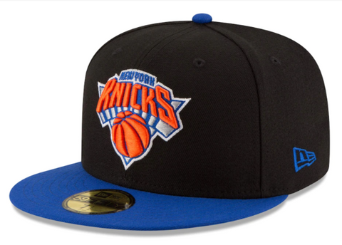 New York Knicks Fitted 59Fifty New Era Cap Hat 2 Tone Black Blue