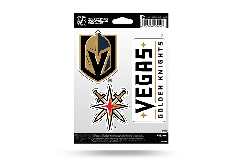 Vegas Golden Knights Decal Triple Spirit Sticker - THE 4TH QUARTER