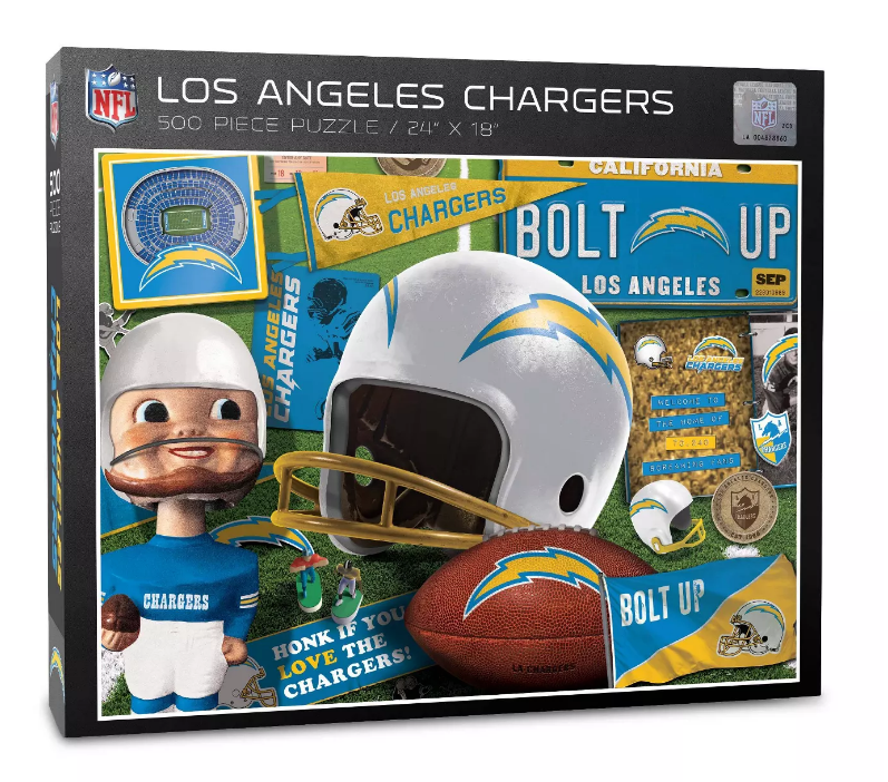 Los Angeles Chargers Retro 500 Piece Puzzle 24" X 18" - THE 4TH QUARTER